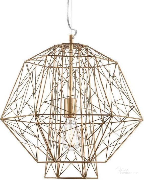 The appearance of Zeus Gold Metal Pendant Lighting designed by Nuevo in the modern / contemporary interior design. This gold piece of furniture  was selected by 1StopBedrooms from Zeus Collection to add a touch of cosiness and style into your home. Sku: HGVF404. Material: Metal. Product Type: Pendant Lighting. Image1