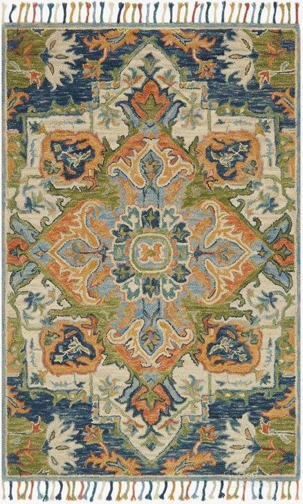 The appearance of Zharah Blue/Multi Rug ZHARZR-11BBML93D0 designed by Loloi Rugs in the transitional interior design. This blue and multi piece of furniture  was selected by 1StopBedrooms from Zharah Collection to add a touch of cosiness and style into your home. Sku: ZHARZR-11BBML93D0. Material: Wool. Product Type: Rug. Image1