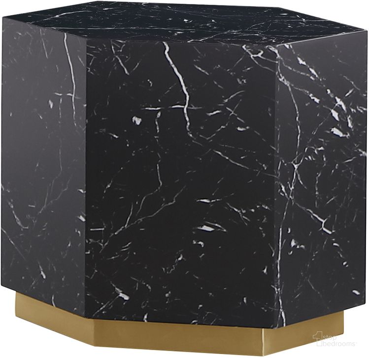 The appearance of Zhuri Hexagon Faux Marble End Table In Black/Gold designed by Best Master Furniture in the modern / contemporary interior design. This black piece of furniture  was selected by 1StopBedrooms from Zhuri Collection to add a touch of cosiness and style into your home. Sku: LX905BGHE. Material: Marble. Product Type: End Table. Image1