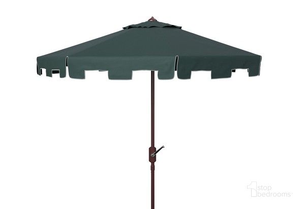 The appearance of Zimmerman 11Ft Market Umbrella in Dark Green designed by Safavieh in the modern / contemporary interior design. This dark green piece of furniture  was selected by 1StopBedrooms from Zimmerman Collection to add a touch of cosiness and style into your home. Sku: PAT8100B. Material: Metal. Product Type: Umbrella. Image1