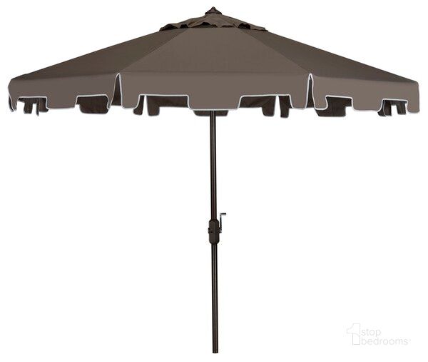 The appearance of Zimmerman 11Ft Market Umbrella in Grey designed by Safavieh in the modern / contemporary interior design. This grey piece of furniture  was selected by 1StopBedrooms from Zimmerman Collection to add a touch of cosiness and style into your home. Sku: PAT8100E. Material: Metal. Product Type: Umbrella. Image1