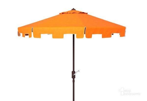 The appearance of Zimmerman 11Ft Market Umbrella in Orange designed by Safavieh in the modern / contemporary interior design. This orange piece of furniture  was selected by 1StopBedrooms from Zimmerman Collection to add a touch of cosiness and style into your home. Sku: PAT8100G. Material: Metal. Product Type: Umbrella. Image1