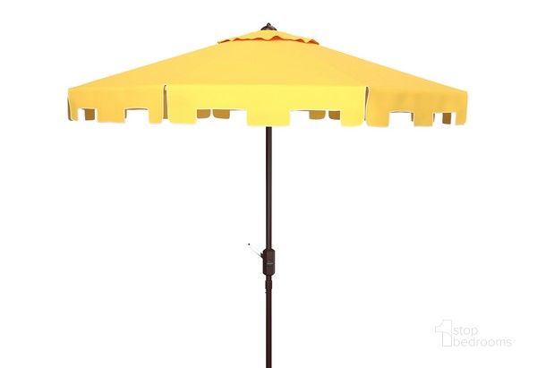 The appearance of Zimmerman 11Ft Market Umbrella in Yellow designed by Safavieh in the modern / contemporary interior design. This yellow piece of furniture  was selected by 1StopBedrooms from Zimmerman Collection to add a touch of cosiness and style into your home. Sku: PAT8100F. Material: Metal. Product Type: Umbrella. Image1