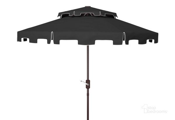 The appearance of Zimmerman 9Ft Double Top Market Umbrella in Black and White designed by Safavieh in the modern / contemporary interior design. This black and white piece of furniture  was selected by 1StopBedrooms from Zimmerman Collection to add a touch of cosiness and style into your home. Sku: PAT8200H. Material: Metal. Product Type: Umbrella. Image1