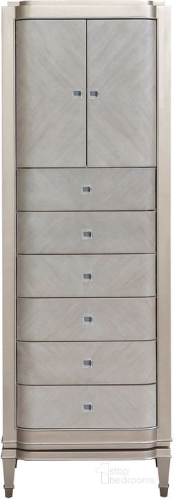 The appearance of Zoey Swivel Lingerie Chest In Silver designed by Pulaski in the modern / contemporary interior design. This silver piece of furniture  was selected by 1StopBedrooms from Zoey Collection to add a touch of cosiness and style into your home. Sku: P344122. Material: Wood. Product Type: Chest. Image1