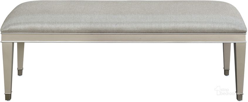 The appearance of Zoey Upholstered Bed Bench In Silver designed by Pulaski in the modern / contemporary interior design. This silver piece of furniture  was selected by 1StopBedrooms from Zoey Collection to add a touch of cosiness and style into your home. Sku: P344132. Material: Wood. Product Type: Bedroom Bench. Image1