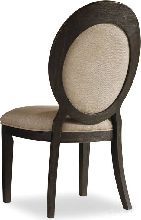 The appearance of Corsica Dark Wood Oval Back Side Chair Set of 2 designed by Hooker in the traditional interior design. This beige piece of furniture  was selected by 1StopBedrooms from Corsica Collection to add a touch of cosiness and style into your home. Sku: 5280-75412. Material: Fabric. Product Type: Side Chair. Image1