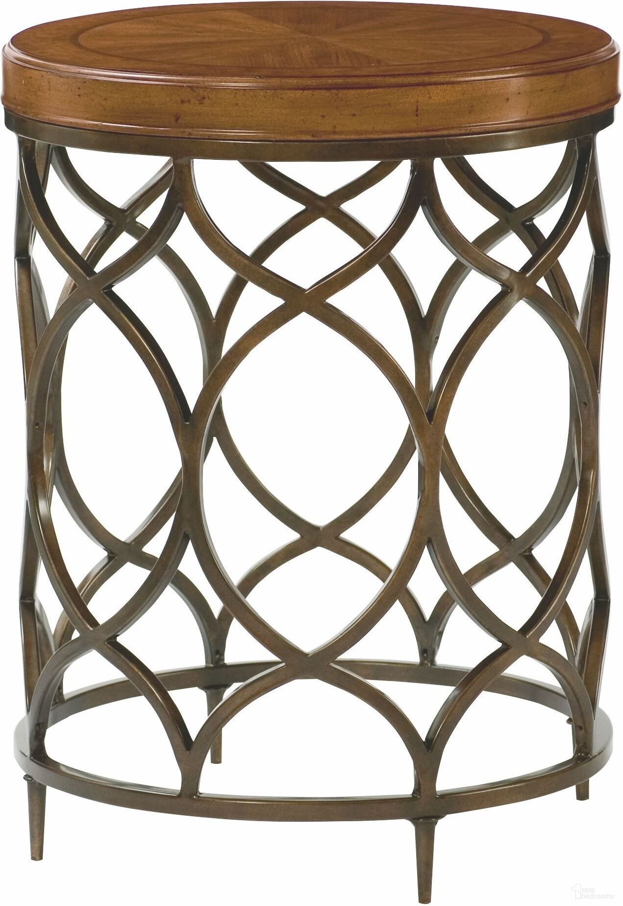 The appearance of Hidden Treasures Round Lamp Table designed by Hammary in the industrial interior design. This brown piece of furniture was selected by 1StopBedrooms from Hidden Treasures Collection to add a touch of cosiness and style into your home. Sku: 090-571. Material: Metal.