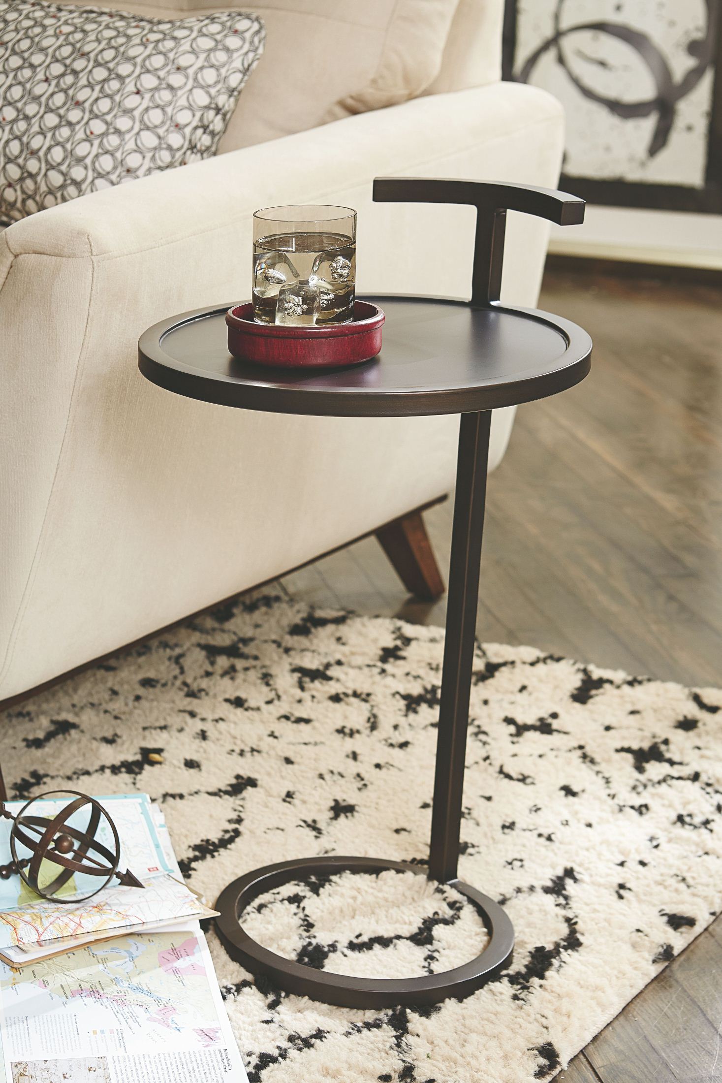 Hidden Treasures Gray Round Accent Table by Hammary 1StopBedrooms