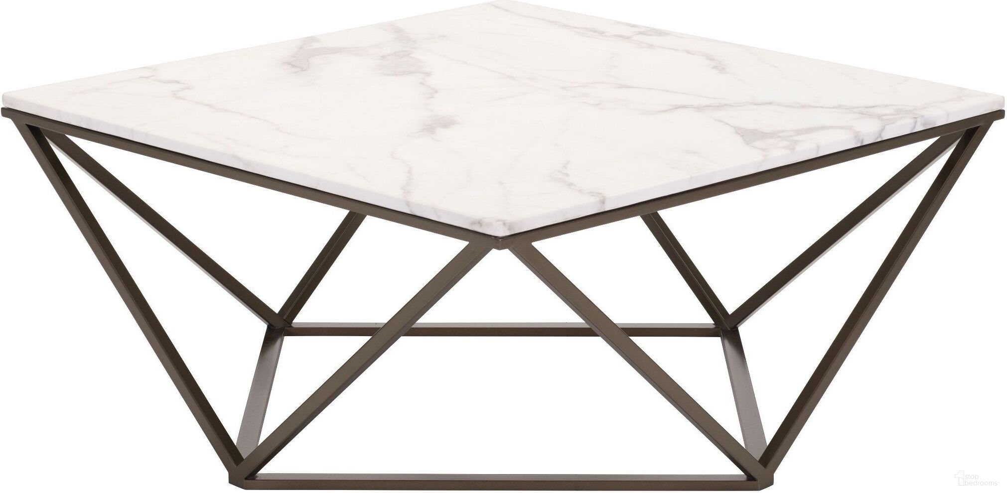 The appearance of Tintern Coffee Table In White and Antique Bronze designed by Zuo Modern in the modern / contemporary interior design. This white/bronze piece of furniture  was selected by 1StopBedrooms from Tintern Collection to add a touch of cosiness and style into your home. Sku: 100657. Material: Stone.