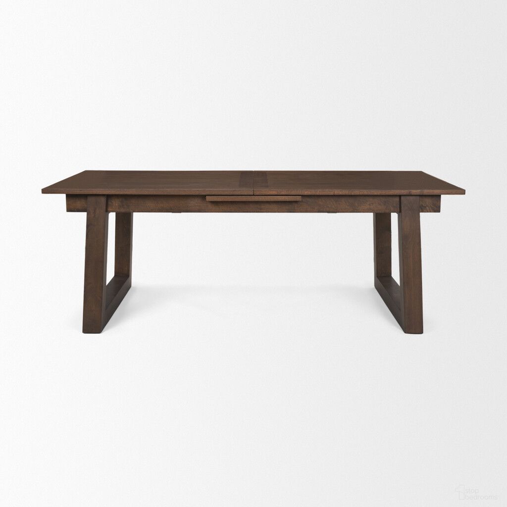 106 Inch Solid Wood Self-Storing Leaf Sled Base Extendable Dining Table In Dark Brown