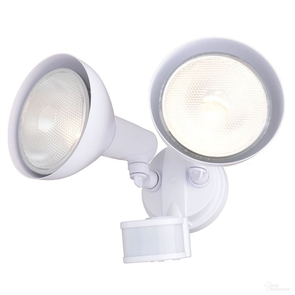 11.75 Inch 2 Light Outdoor Motion Sensor Security Flood Light 240 Deg. In White