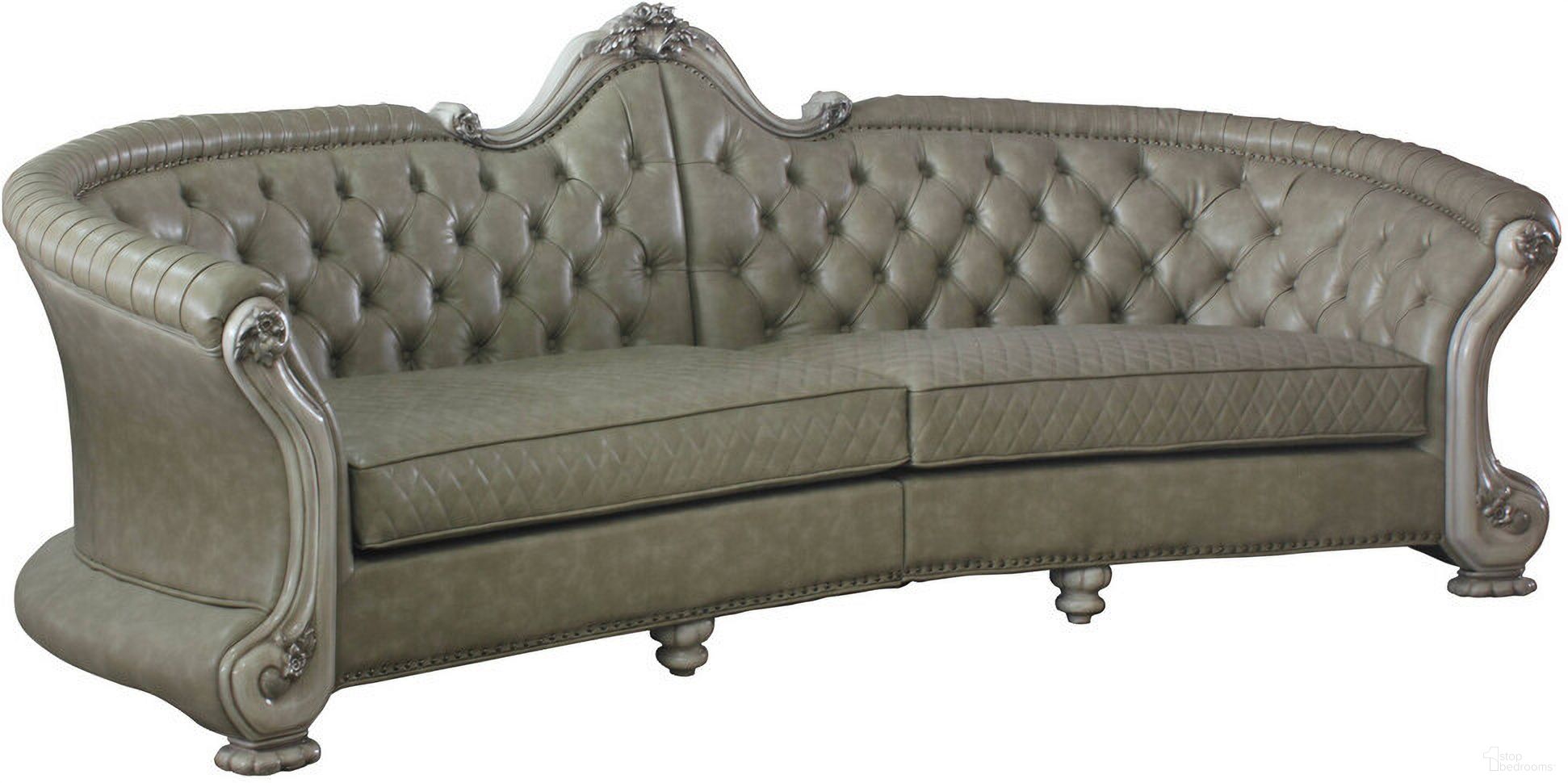 The appearance of 113 Inch Faux Leather Sofa and Toss Pillows with White Legs In Bone designed by Homeroots in the modern / contemporary interior design. This bone piece of furniture was selected by 1StopBedrooms from to add a touch of cosiness and style into your home. Sku: 491333. Material: Faux Leather.