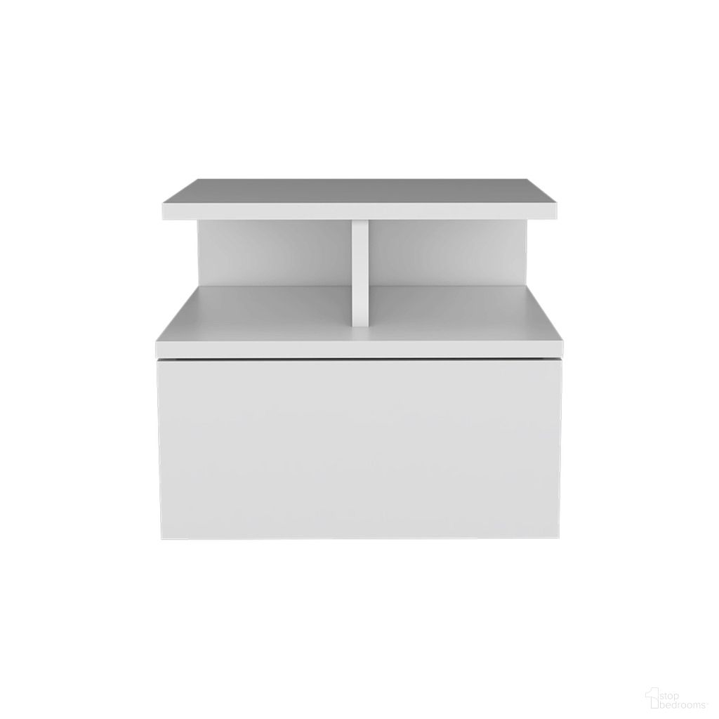 The appearance of 12 Inch Wood One Drawer Floating Nightstand In White designed by Homeroots in the modern / contemporary interior design. This white piece of furniture was selected by 1StopBedrooms from to add a touch of cosiness and style into your home. Sku: 526151. Material: Wood.
