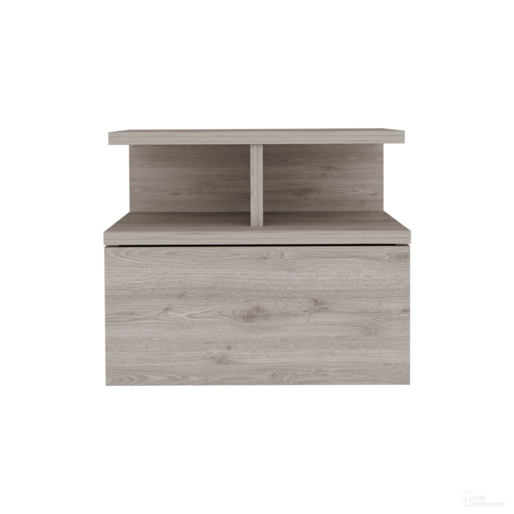 12 Inch Wood One Drawer Nightstand In Light Gray