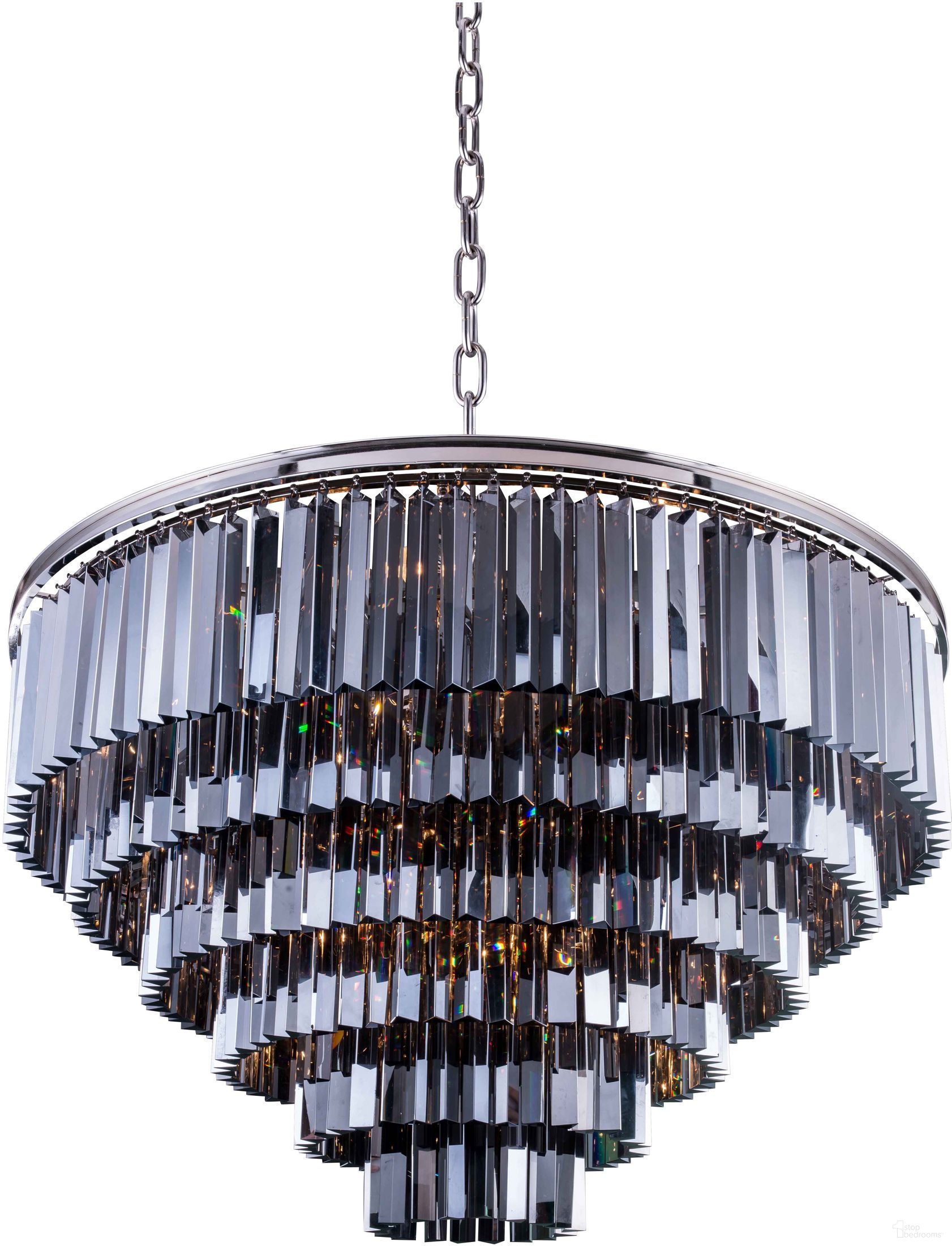 The appearance of Sydney 44" Polished nickel 33 Light Chandelier With Silver Shade Royal Cut Crystal Trim designed by Elegant Lighting in the transitional interior design. This silver piece of furniture was selected by 1StopBedrooms from Sydney Collection to add a touch of cosiness and style into your home. Sku: 1201D44PN-SS/RC. Material: Steel.