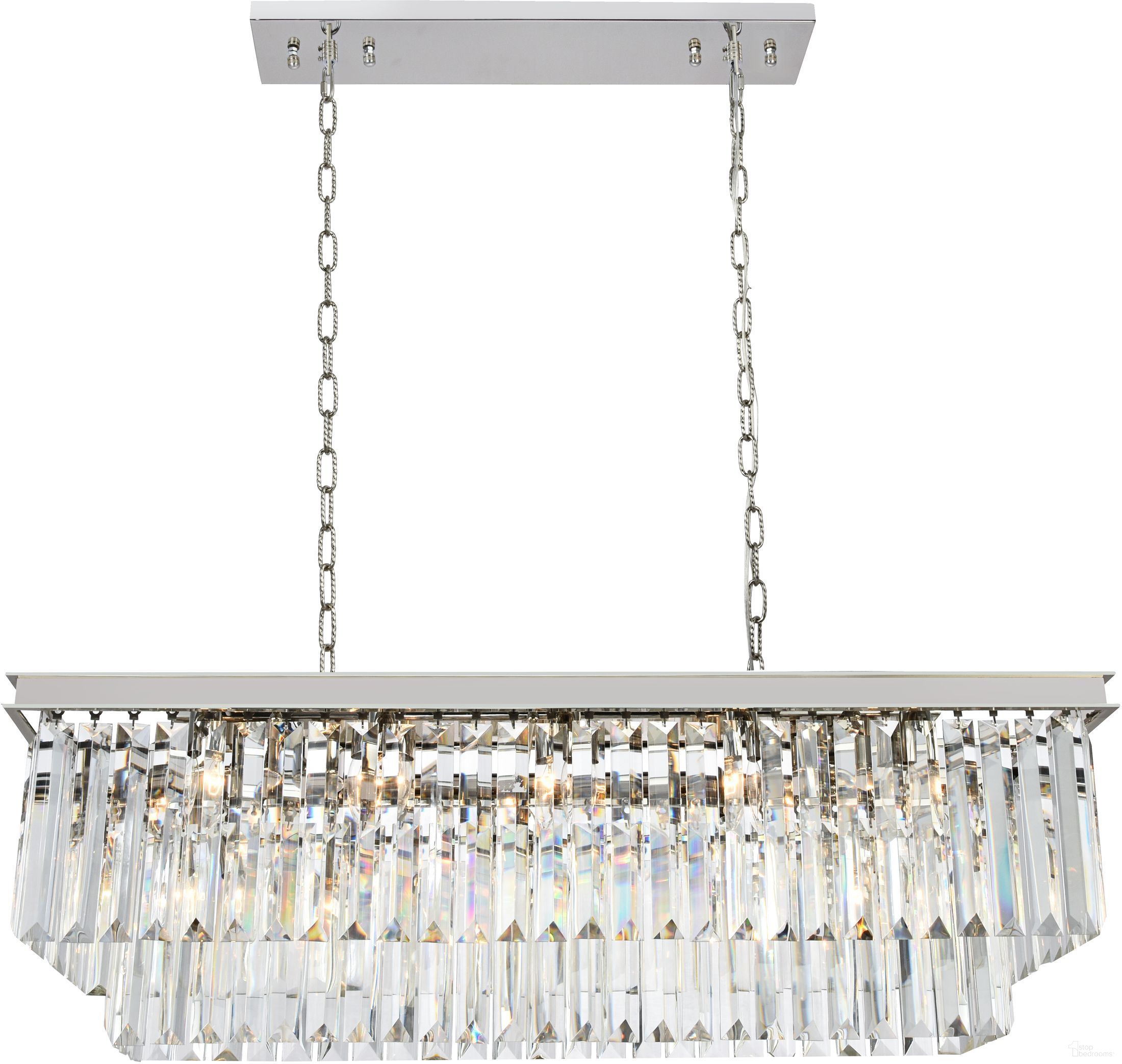 The appearance of Sydney 40" Polished nickel 12 Light Chandelier With Clear Royal Cut Crystal Trim designed by Elegant Lighting in the transitional interior design. This silver piece of furniture  was selected by 1StopBedrooms from Sydney Collection to add a touch of cosiness and style into your home. Sku: 1202D40PN/RC. Material: Steel.