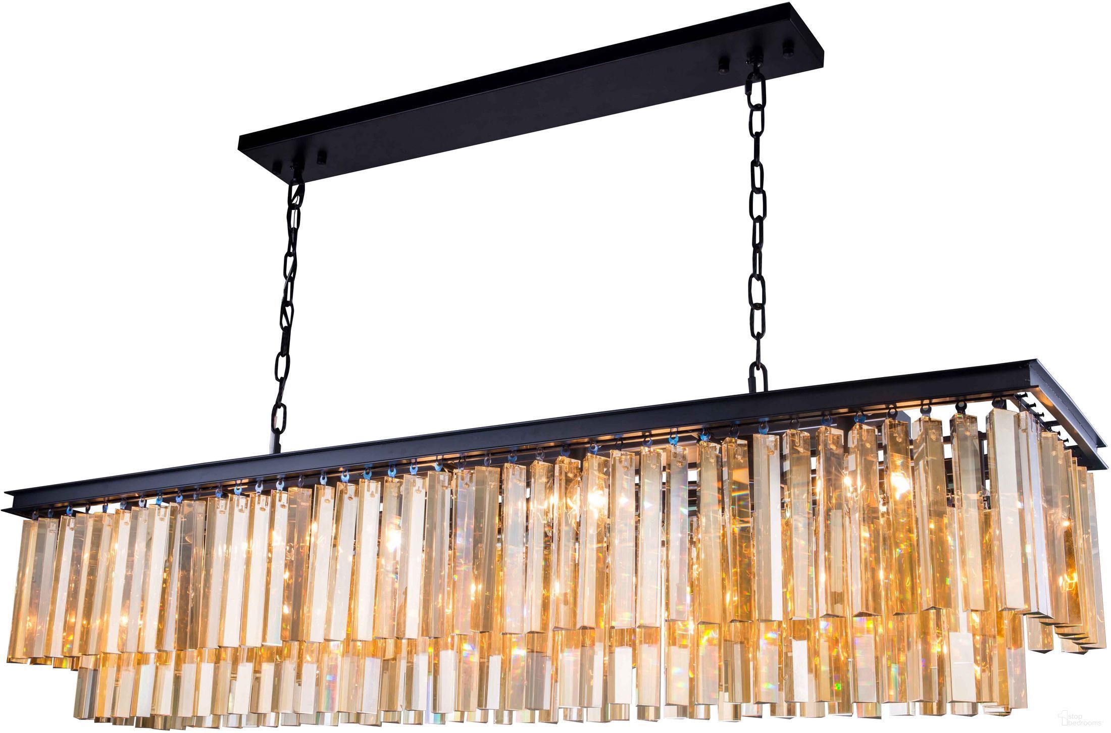 The appearance of Sydney 60" Matte Black 12 Light Chandelier With Golden Teak Royal Cut Crystal Trim designed by Elegant Lighting in the transitional interior design. This black piece of furniture was selected by 1StopBedrooms from Sydney Collection to add a touch of cosiness and style into your home. Sku: 1202D60MB-GT/RC. Material: Steel.