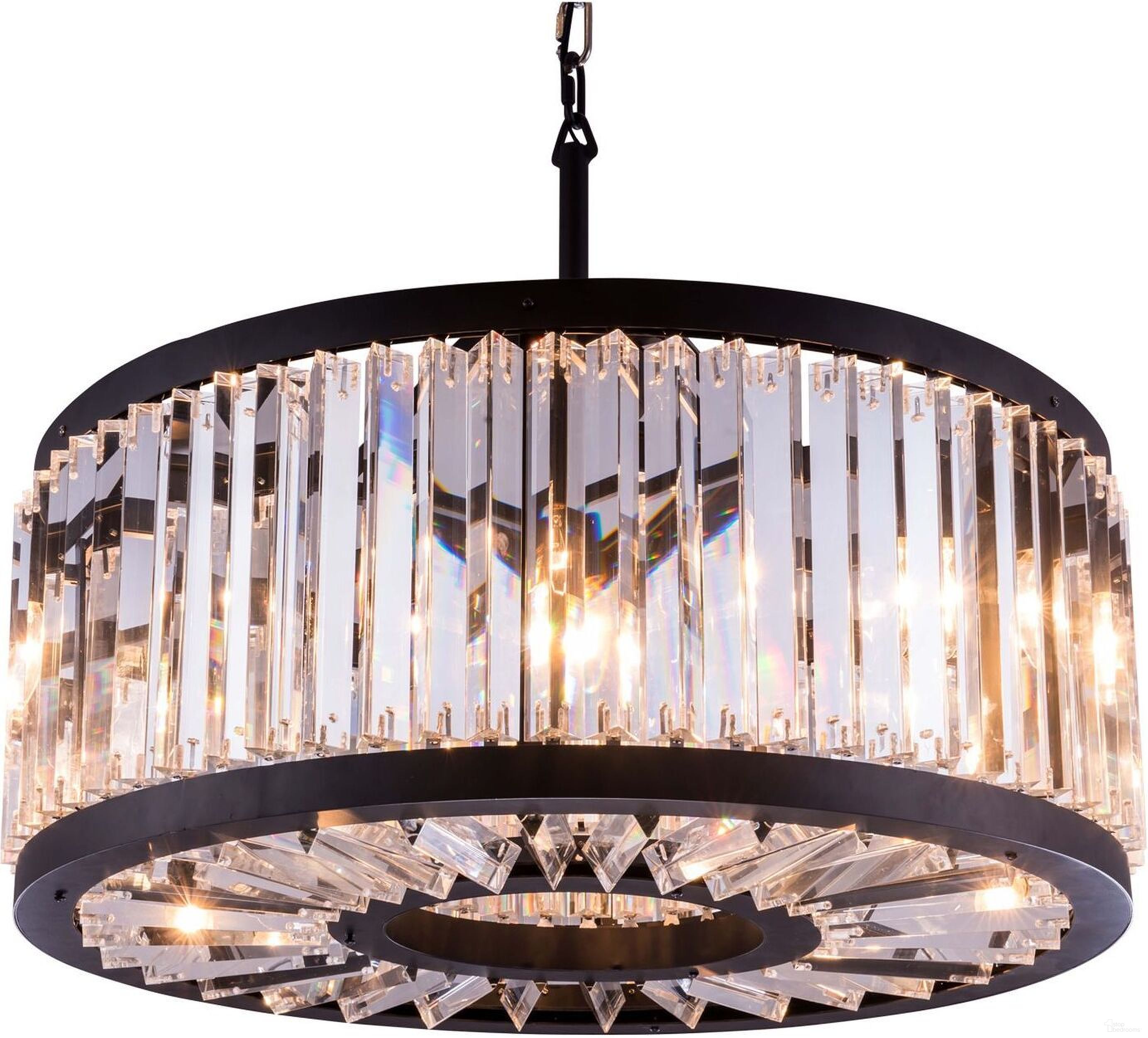 Chelsea 28" Matte Black 8 Light Chandelier With Clear Royal Cut Crystal Trim