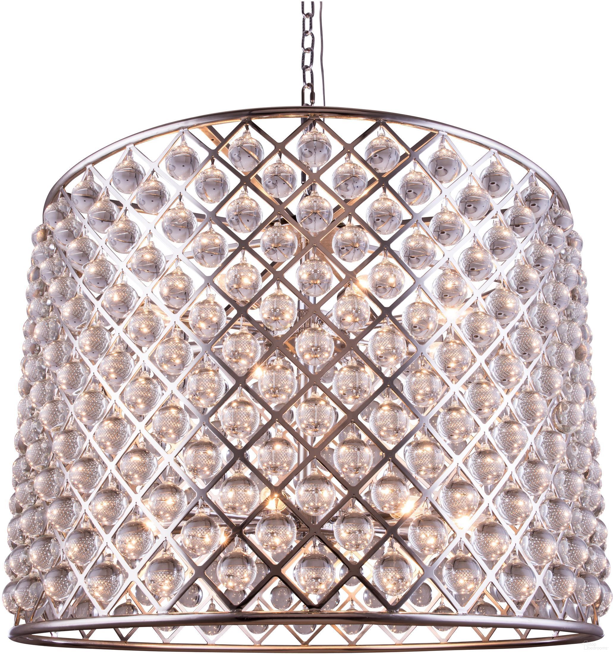 The appearance of Madison 35.5" Polished nickel 12 Light Chandelier Royal Cut Crystal Trim designed by Elegant Lighting in the glam interior design. This silver piece of furniture was selected by 1StopBedrooms from Madison Collection to add a touch of cosiness and style into your home. Sku: 1204D35PN/RC. Material: Steel.