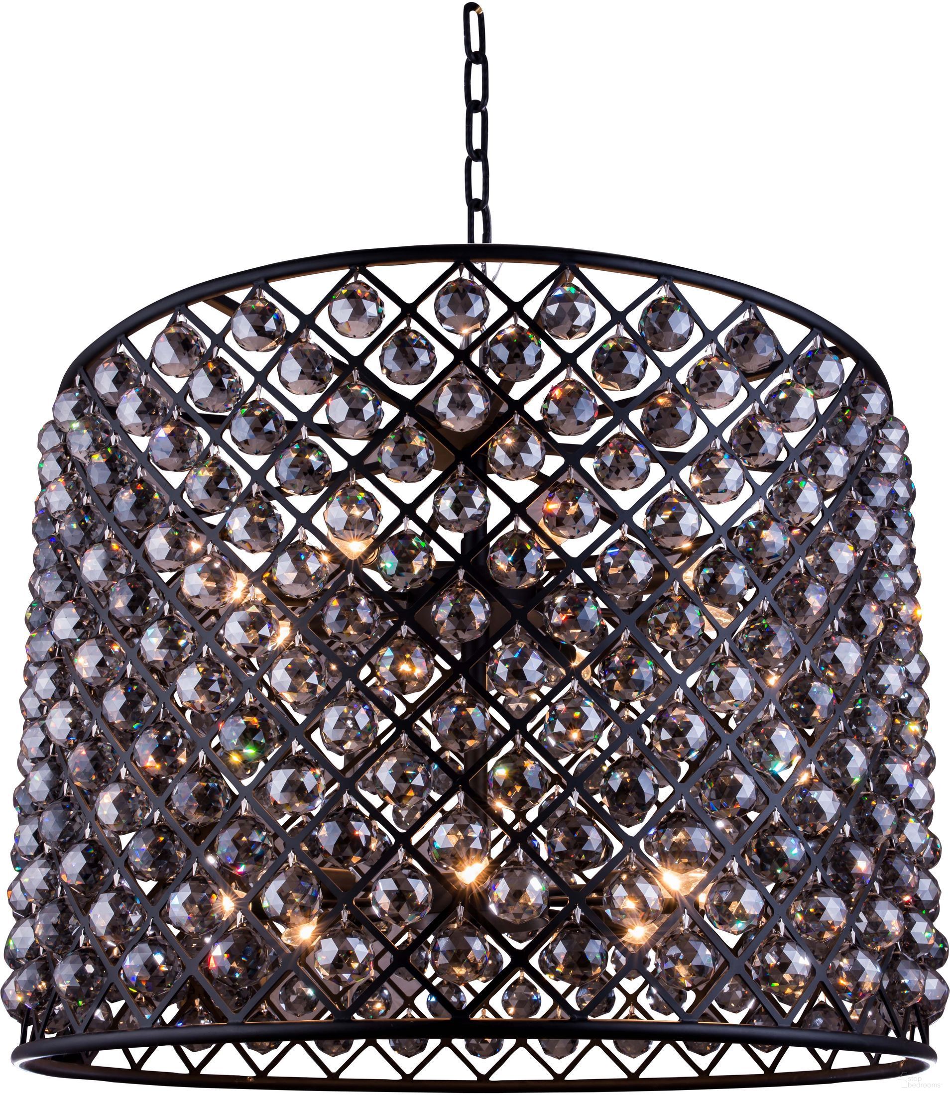 The appearance of Madison 35.5" Matte Black 12 Light Chandelier With Silver Shade Royal Cut Crystal Trim designed by Elegant Lighting in the glam interior design. This black piece of furniture  was selected by 1StopBedrooms from Madison Collection to add a touch of cosiness and style into your home. Sku: 1206D35MB-SS/RC. Material: Steel.