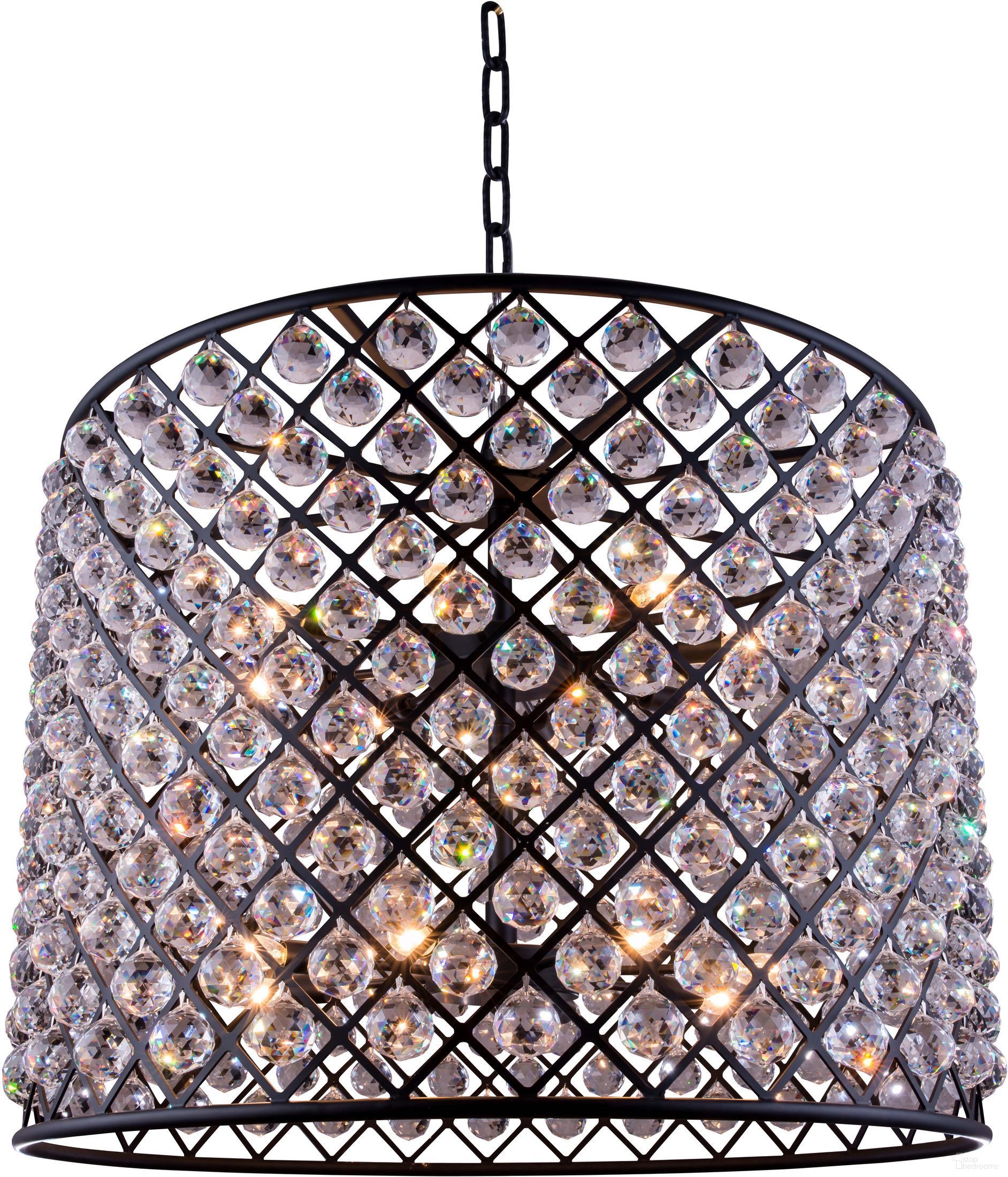 The appearance of Madison 35.5" Matte Black 12 Light Chandelier With Clear Royal Cut Crystal Trim designed by Elegant Lighting in the glam interior design. This black piece of furniture  was selected by 1StopBedrooms from Madison Collection to add a touch of cosiness and style into your home. Sku: 1206D35MB/RC. Material: Steel.
