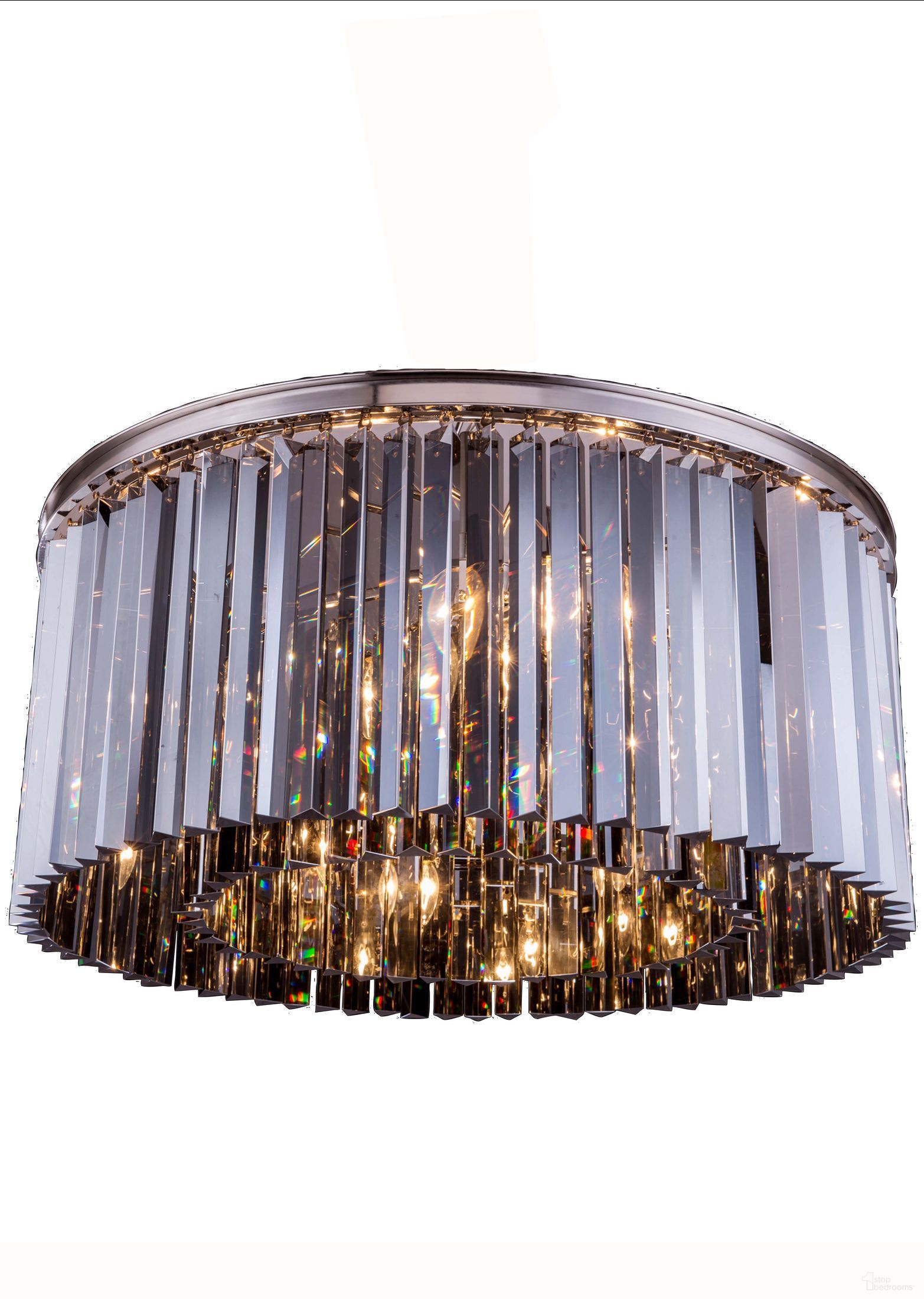 The appearance of Sydney 31.5" Polished nickel 8 Light Flush Mount With Silver Shade Royal Cut Crystal Trim designed by Elegant Lighting in the glam interior design. This silver piece of furniture was selected by 1StopBedrooms from Sydney Collection to add a touch of cosiness and style into your home. Sku: 1208F31PN-SS/RC. Material: Steel.