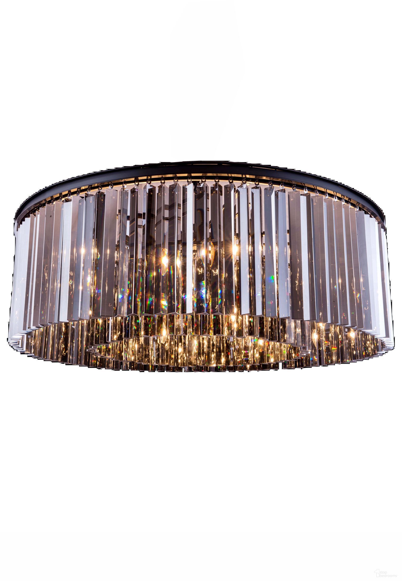 Sydney 43.5" Matte Black 10 Light Flush Mount With Silver Shade Royal Cut Crystal Trim