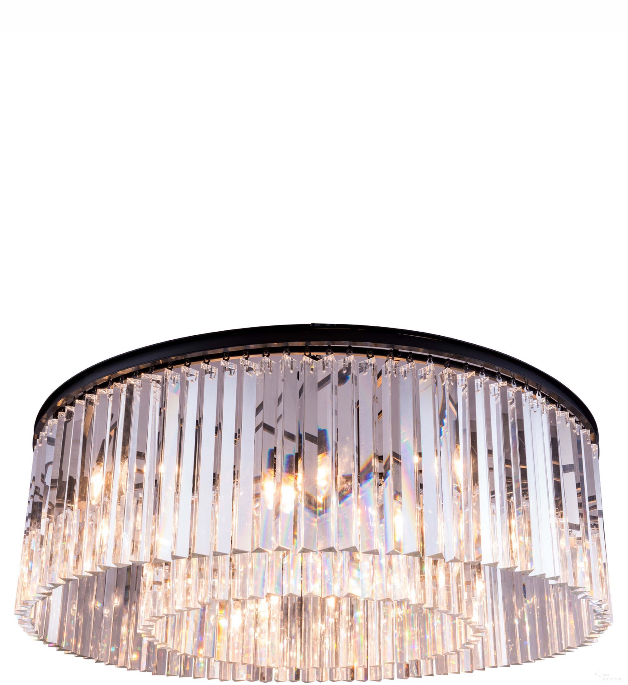 Sydney 43.5" Matte Black 10 Light Flush Mount With Clear Royal Cut Crystal Trim