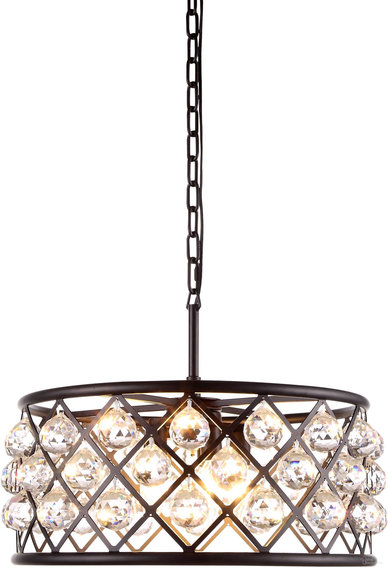 The appearance of Madison 20" Matte Black 5 Light Chandelier With Clear Royal Cut Crystal Trim designed by Elegant Lighting in the transitional interior design. This black piece of furniture was selected by 1StopBedrooms from Madison Collection to add a touch of cosiness and style into your home. Sku: 1214D20MB/RC. Material: Steel.
