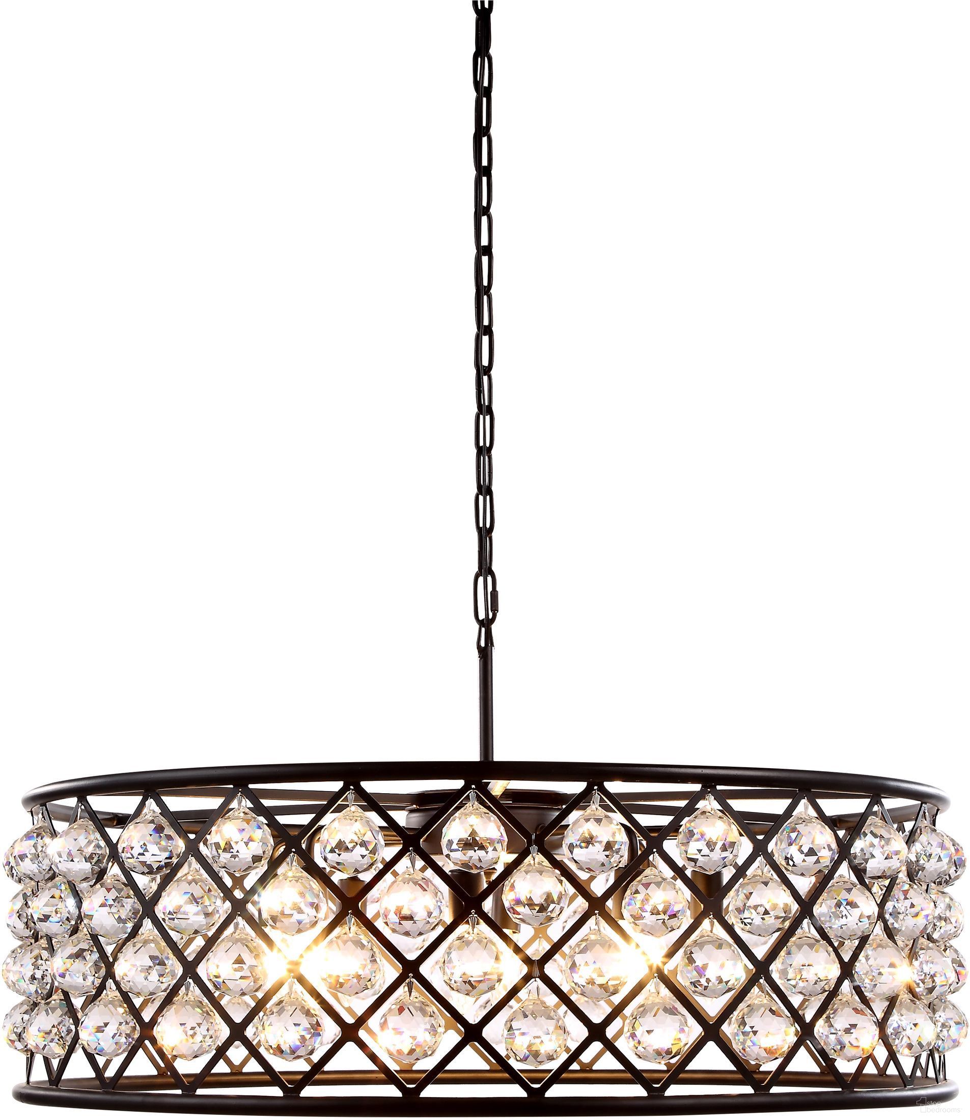 The appearance of Madison 32" Matte Black 8 Light Chandelier With Clear Royal Cut Crystal Trim designed by Elegant Lighting in the transitional interior design. This black piece of furniture was selected by 1StopBedrooms from Madison Collection to add a touch of cosiness and style into your home. Sku: 1214D32MB/RC. Material: Steel.