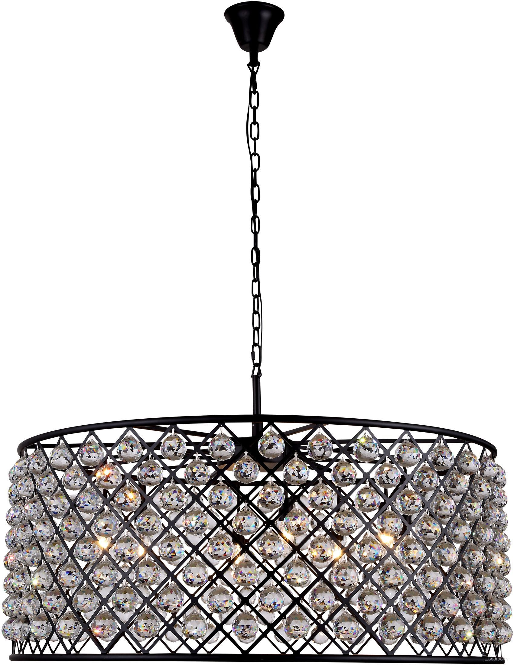 The appearance of Madison 43.5" Matte Black 10 Light Chandelier With Silver Shade Royal Cut Crystal Trim designed by Elegant Lighting in the transitional interior design. This black piece of furniture was selected by 1StopBedrooms from Madison Collection to add a touch of cosiness and style into your home. Sku: 1214G43MB-SS/RC. Material: Steel.