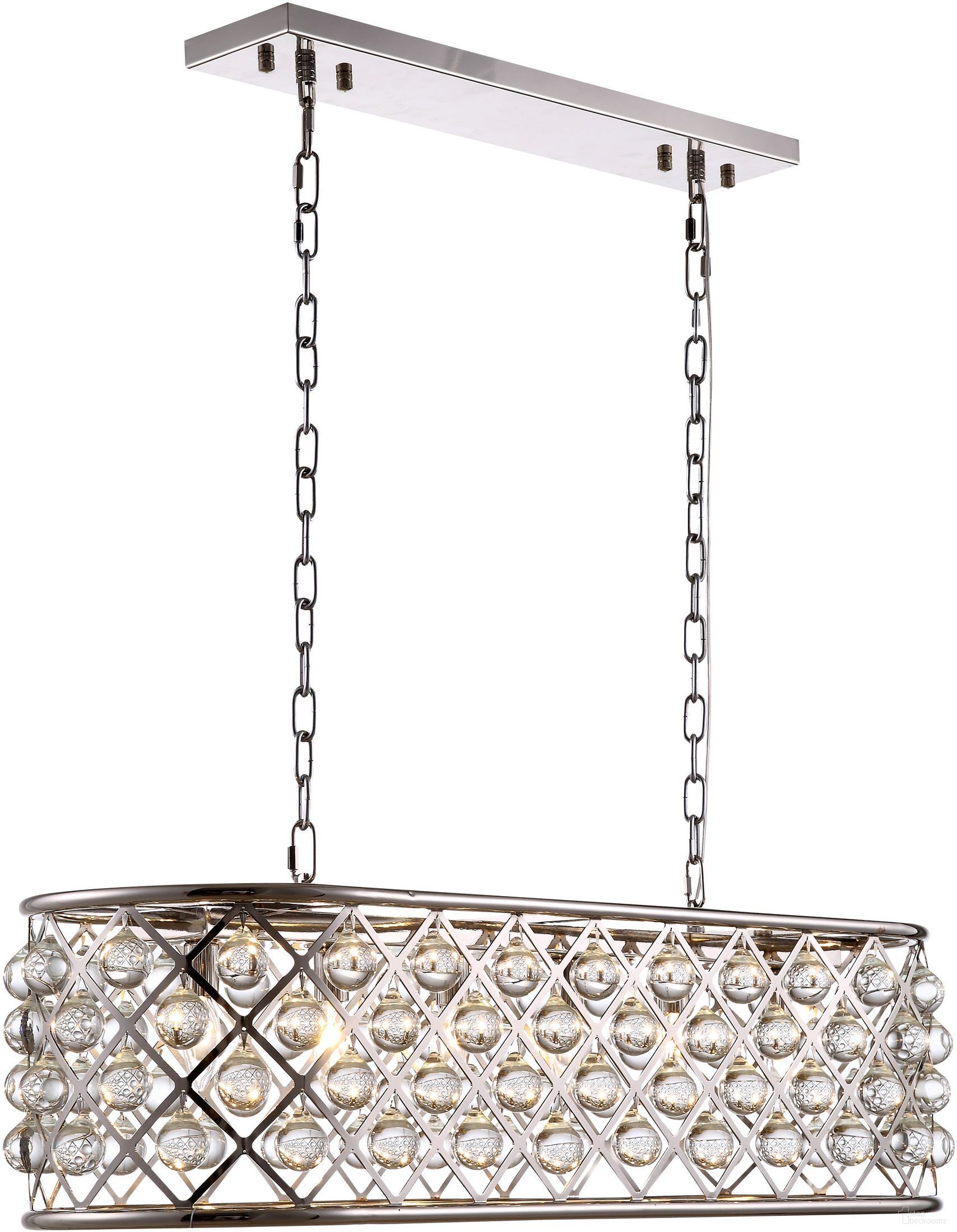 The appearance of Madison 13" Polished Nickel 6 Light Chandelier Royal Cut Crystal Trim designed by Elegant Lighting in the transitional interior design. This silver piece of furniture was selected by 1StopBedrooms from Madison Collection to add a touch of cosiness and style into your home. Sku: 1215G40PN/RC. Material: Steel.