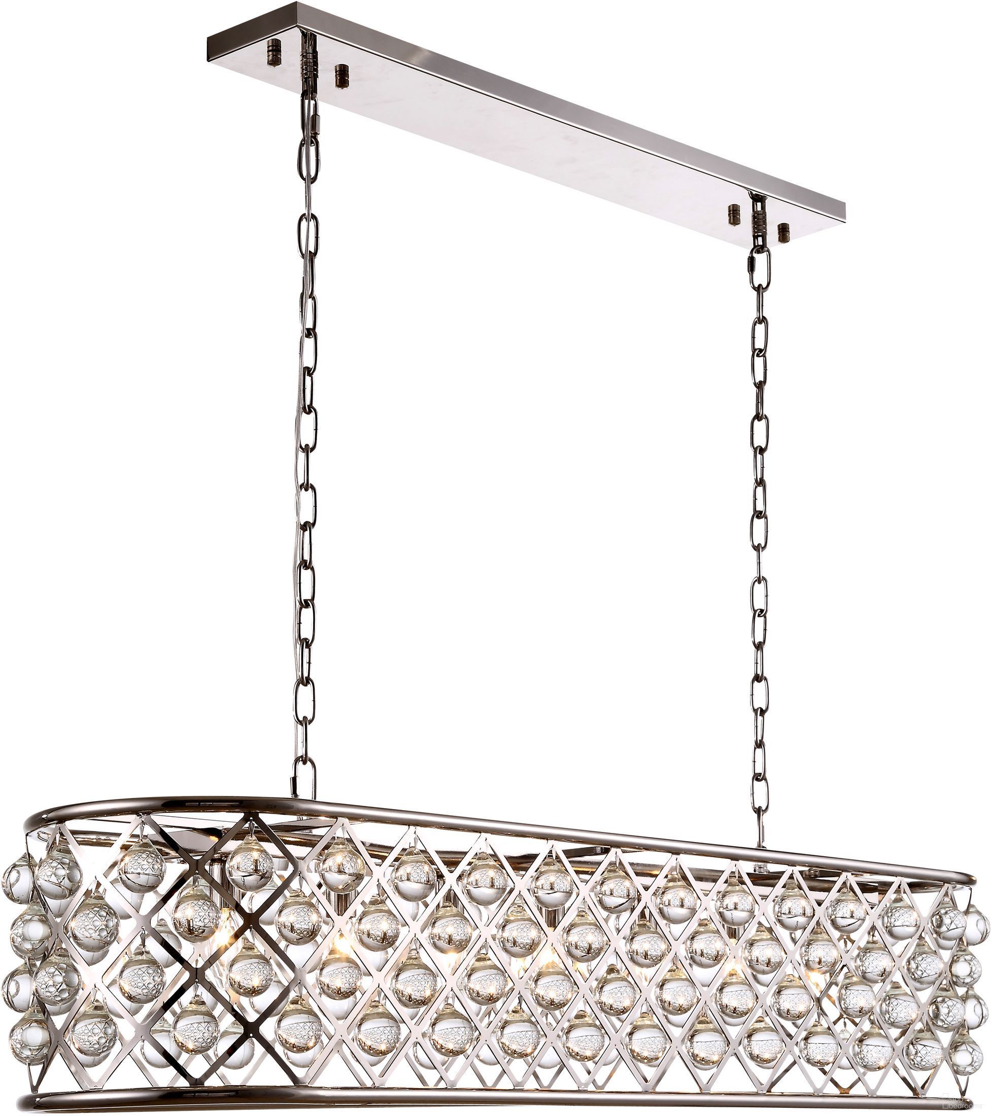 The appearance of Madison 13" Polished Nickel 7 Light Chandelier Royal Cut Crystal Trim designed by Elegant Lighting in the transitional interior design. This silver piece of furniture was selected by 1StopBedrooms from Madison Collection to add a touch of cosiness and style into your home. Sku: 1215G50PN/RC. Material: Steel.