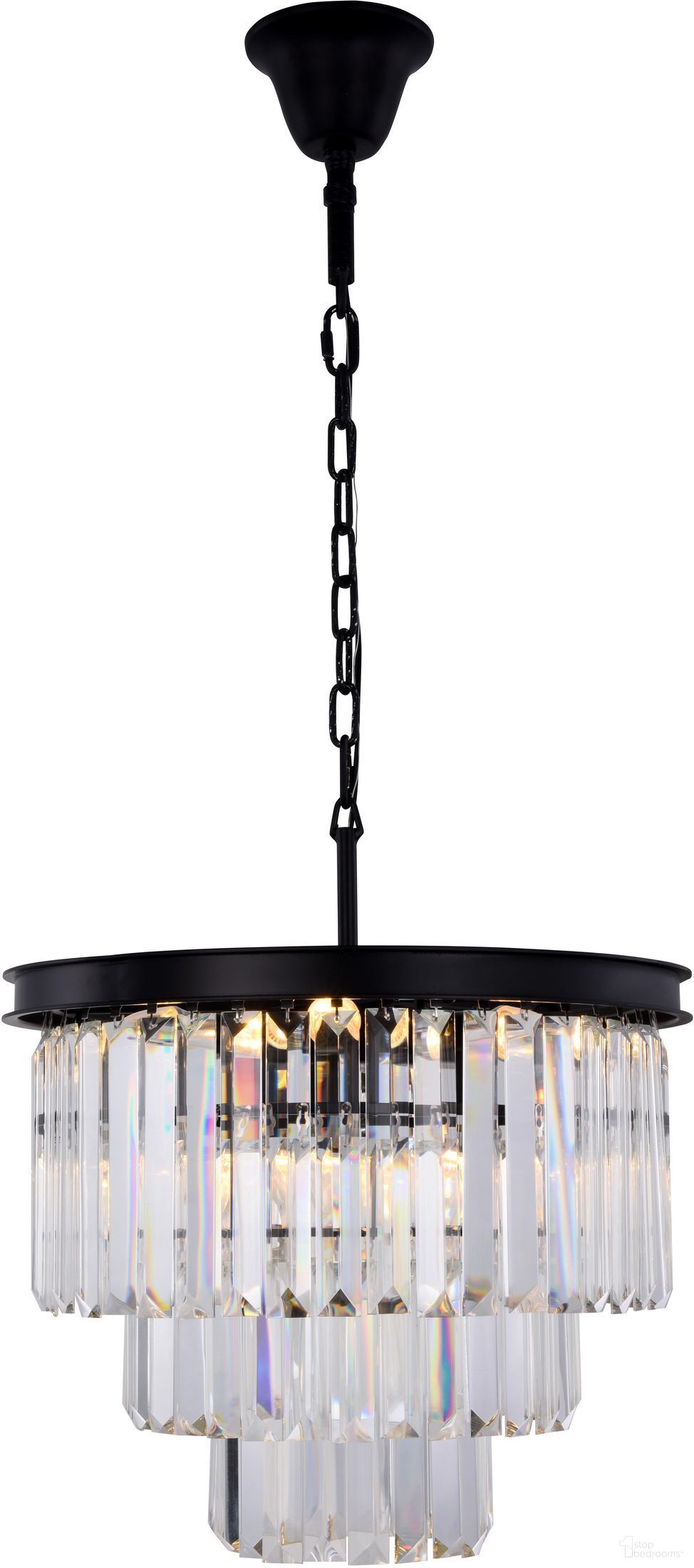 Sydney 20" Matte Black 9 Light Chandelier With Clear Shade Royal Cut Crystal Trim