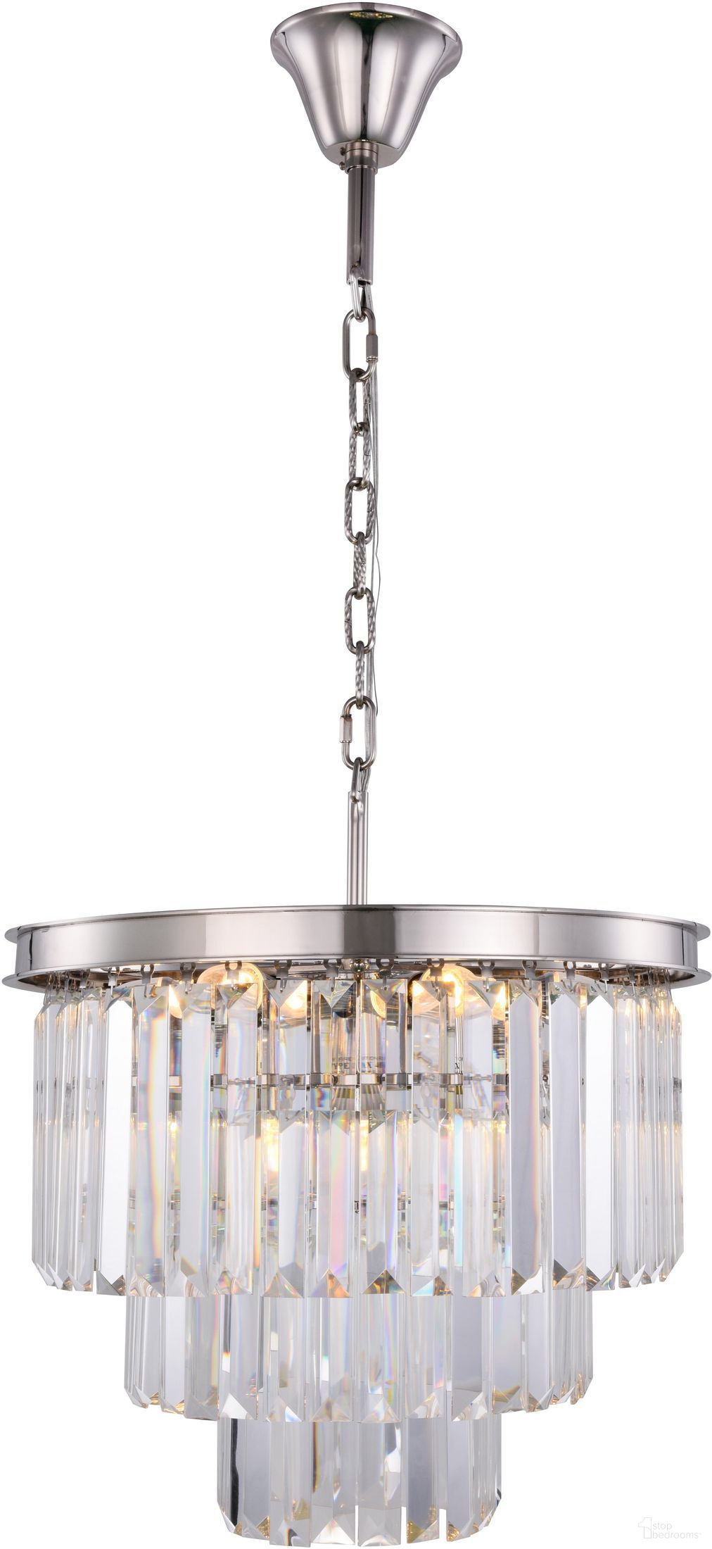 The appearance of Sydney 20" Polished nickel 9 Light Chandelier With Clear Shade Royal Cut Crystal Trim designed by Elegant Lighting in the modern / contemporary interior design. This silver piece of furniture  was selected by 1StopBedrooms from Sydney Collection to add a touch of cosiness and style into your home. Sku: 1231D20PN/RC. Material: Steel.