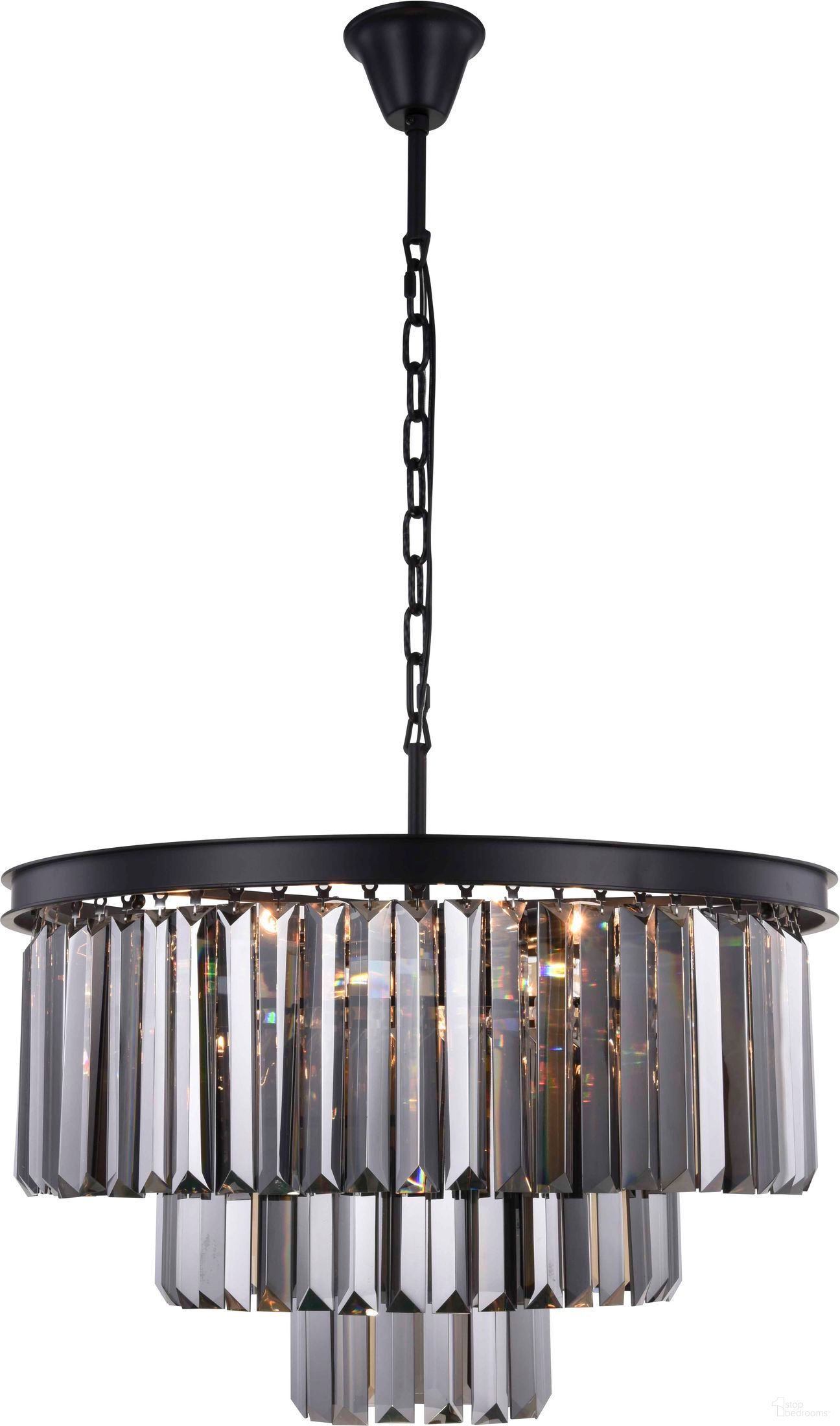 Sydney 26" Matte Black 9 Light Chandelier With Silver Royal Cut Crystal Trim