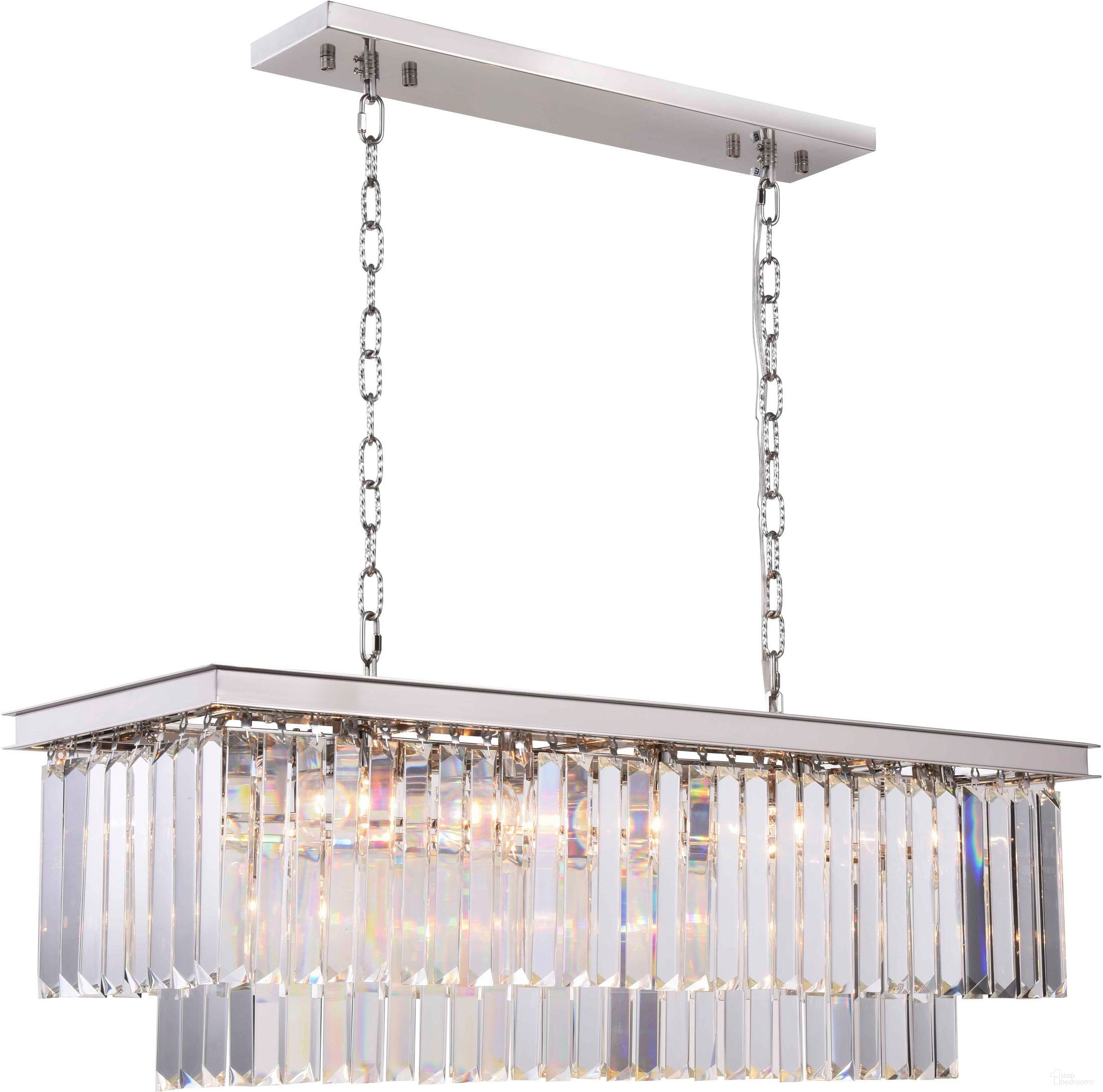 Sydney 40" Polished nickel 12 Light Chandelier With Clear Shade Royal Cut Crystal Trim