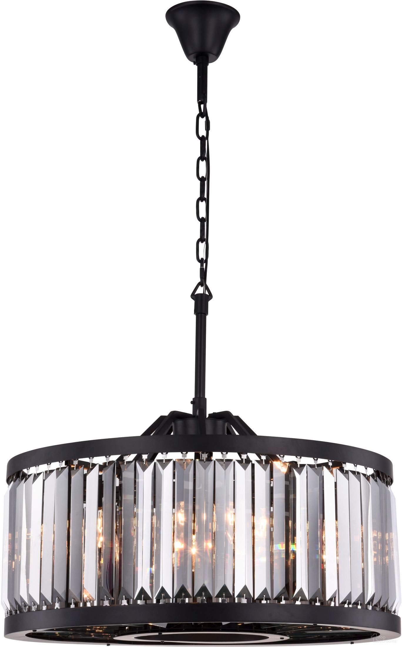 Chelsea 28" Matte Black 8 Light Chandelier With Silver Royal Cut Crystal Trim