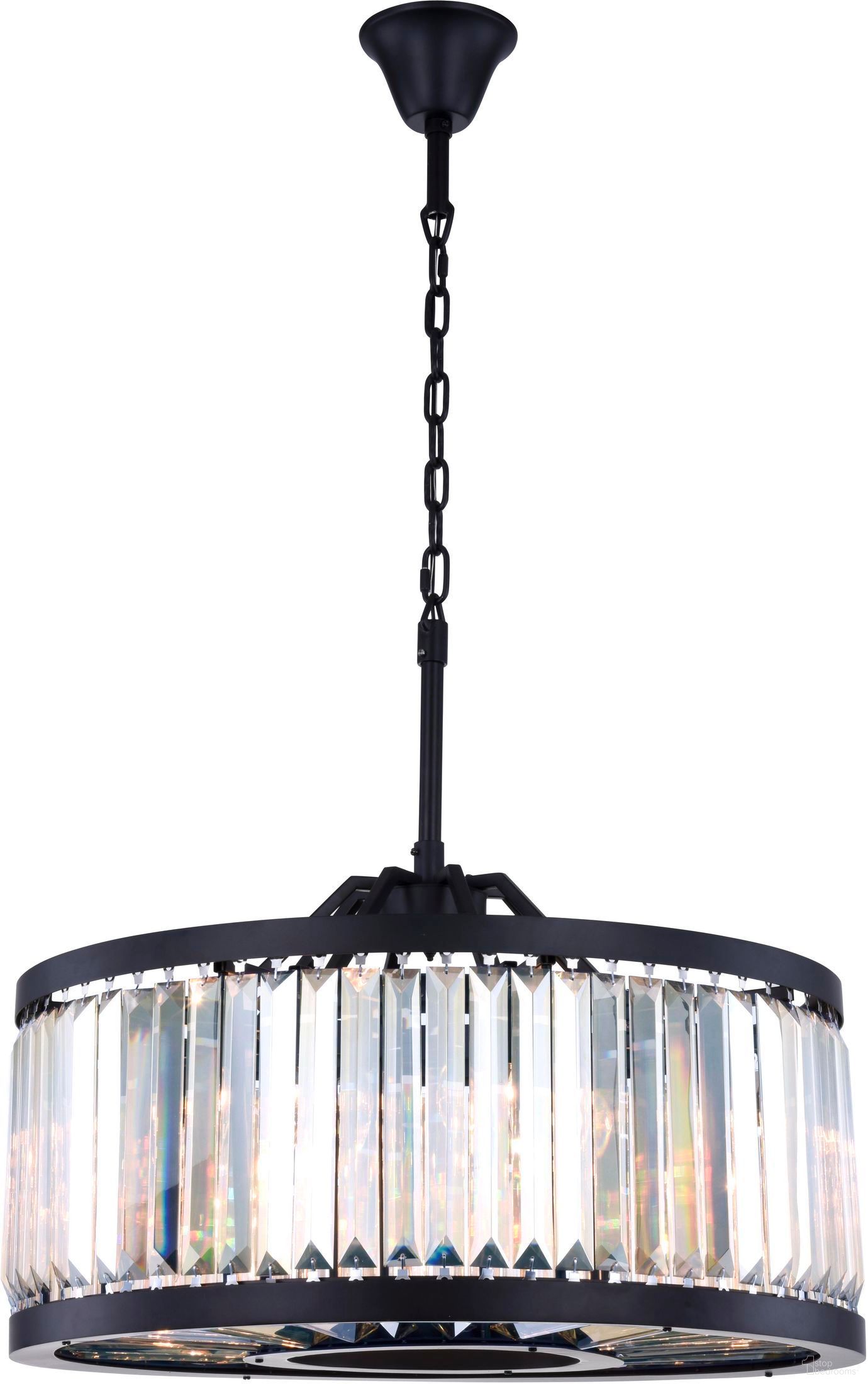 Chelsea 28" Matte Black 8 Light Chandelier With Clear Shade Royal Cut Crystal Trim