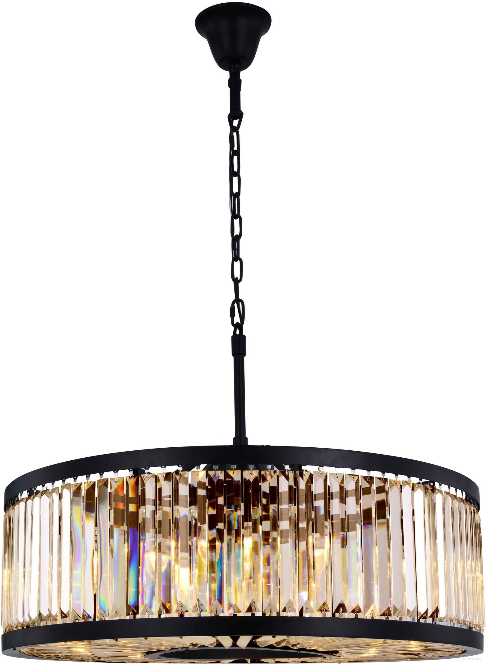 Chelsea 35.5" Matte Black 10 Light Chandelier With Golden Royal Cut Crystal Trim