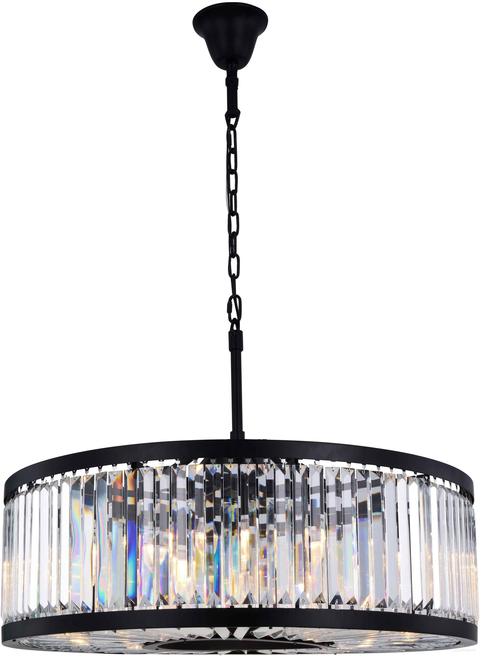 Chelsea 35.5" Matte Black 10 Light Chandelier With Clear Shade Royal Cut Crystal Trim
