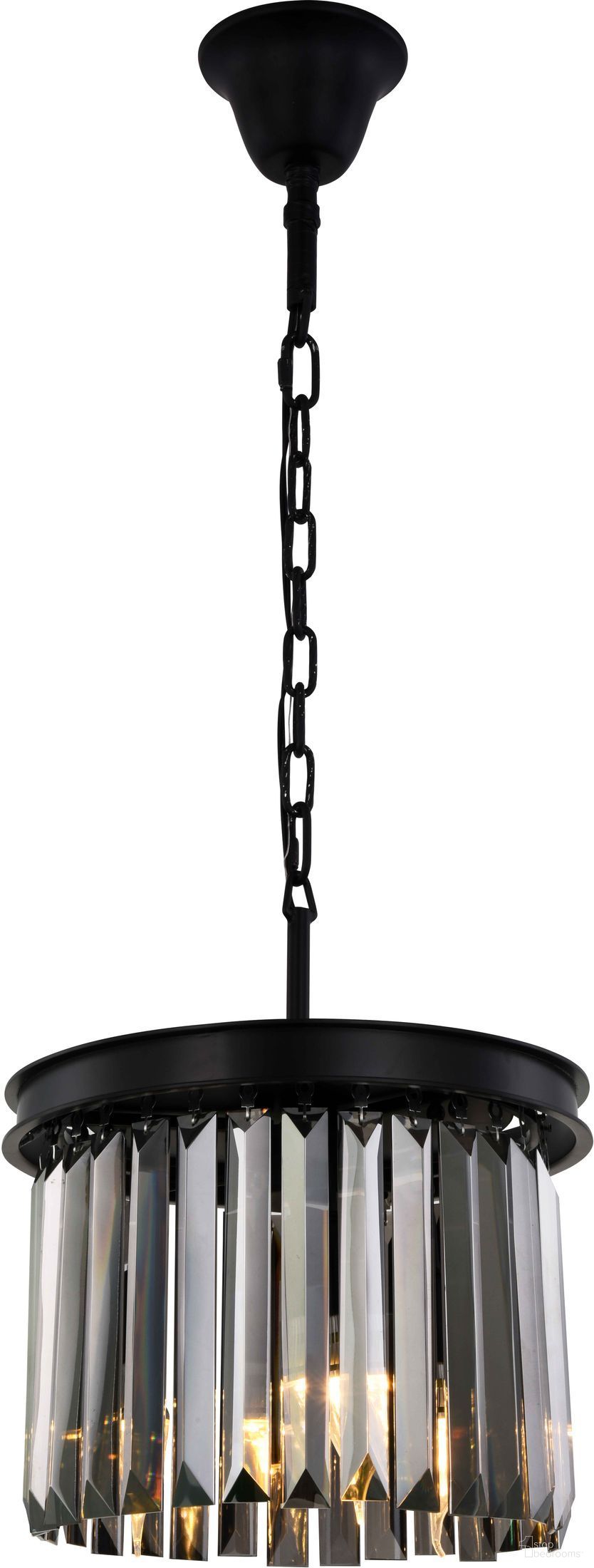 Sydney 12" Matte Black 3 Light Pendant With Silver Royal Cut Crystal Trim