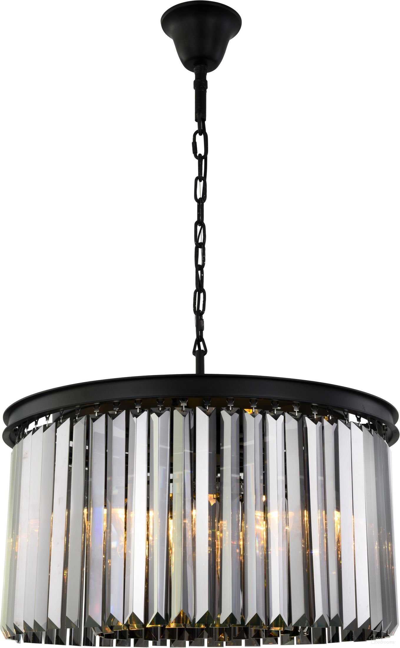 Sydney 26" Matte Black 8 Light Chandelier With Silver Royal Cut Crystal Trim