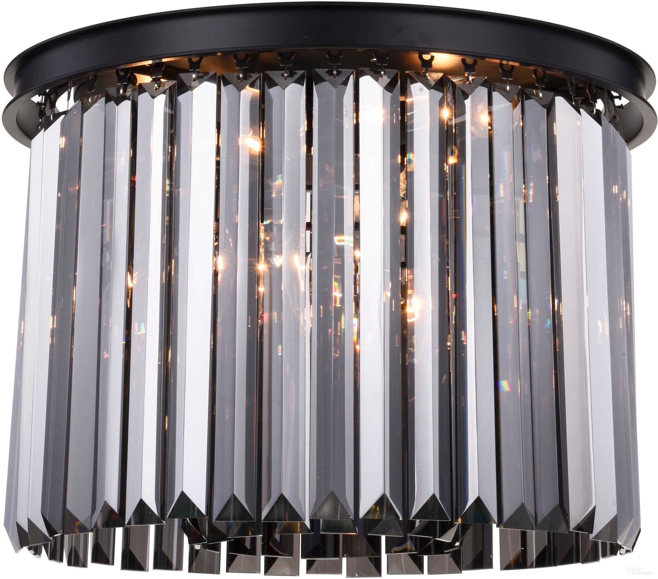 Sydney 20" Matte Black 6 Light Flush Mount With Silver Royal Cut Crystal Trim