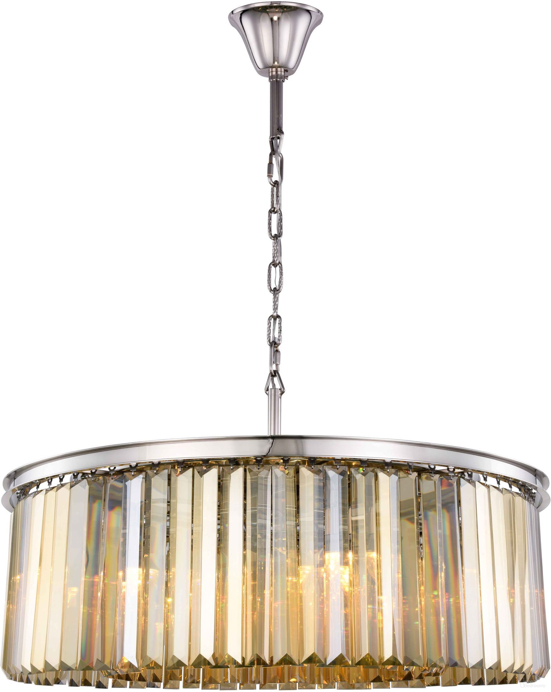 The appearance of Sydney 43.5" Polished nickel 10 Light Chandelier With Golden Royal Cut Crystal Trim designed by Elegant Lighting in the modern / contemporary interior design. This silver piece of furniture  was selected by 1StopBedrooms from Sydney Collection to add a touch of cosiness and style into your home. Sku: 1238G43PN-GT/RC. Material: Steel.