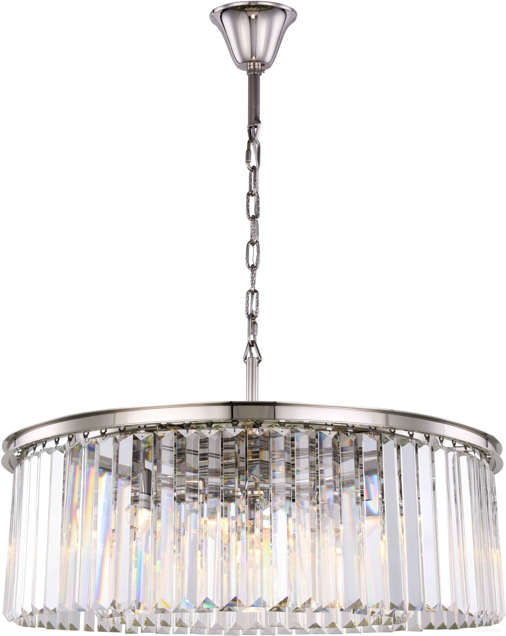 The appearance of Sydney 43.5" Polished nickel 10 Light Chandelier With Clear Shade Royal Cut Crystal Trim designed by Elegant Lighting in the modern / contemporary interior design. This silver piece of furniture  was selected by 1StopBedrooms from Sydney Collection to add a touch of cosiness and style into your home. Sku: 1238G43PN/RC. Material: Steel.
