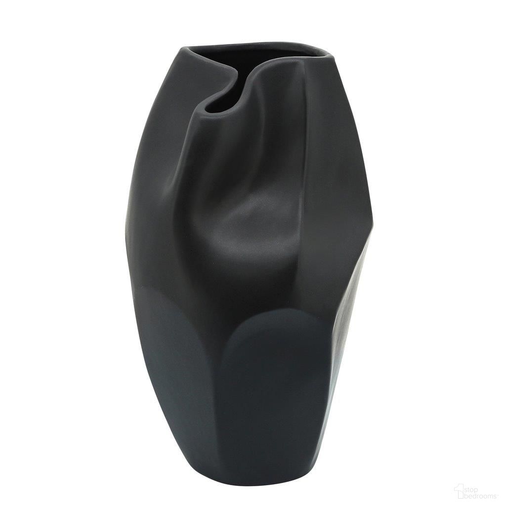 14 Inch Abstract Vase In Black