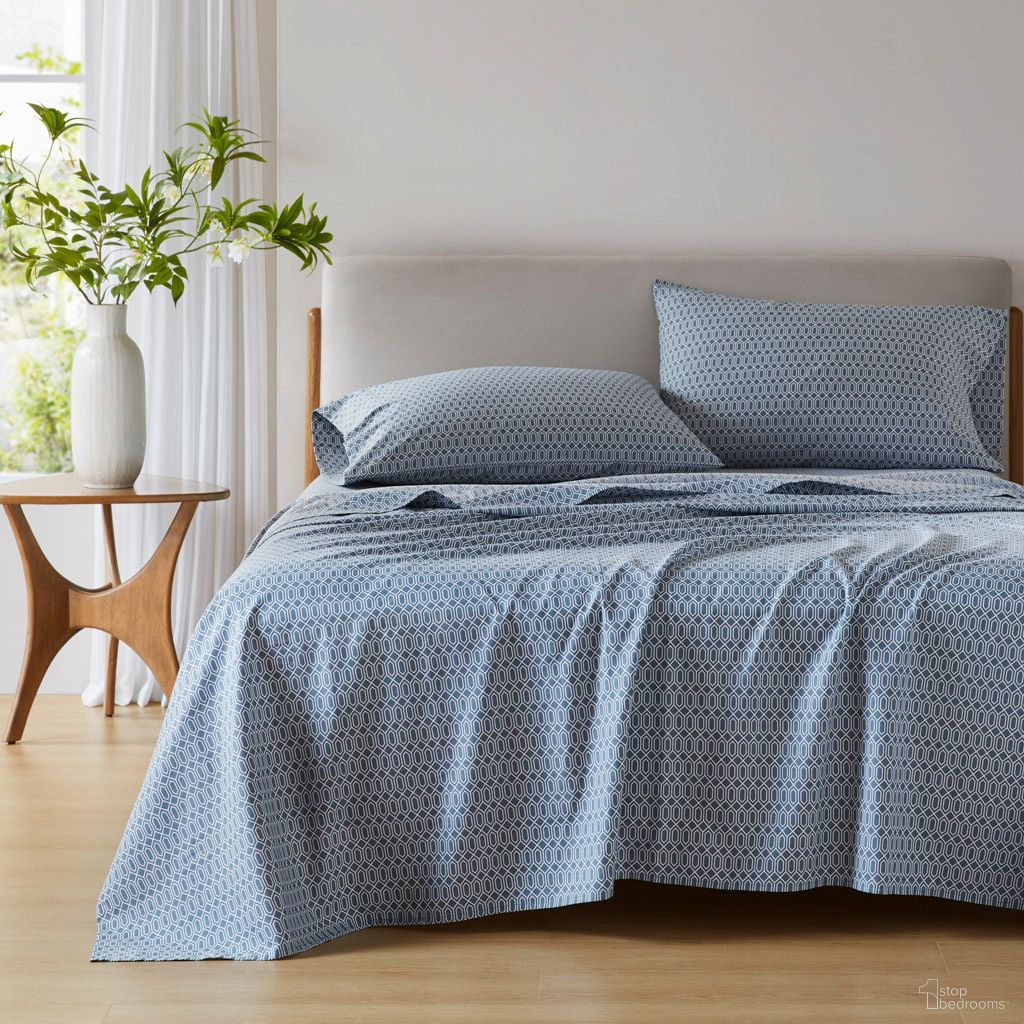 The appearance of 144 Thread Count Cotton Printed Cotton Sheets In Blue Diamond designed by Olliix in the transitional interior design. This blue diamond piece of furniture  was selected by 1StopBedrooms from 144 Thread Count Cotton Collection to add a touch of cosiness and style into your home. Sku: AM20-0476. Bed Size: Full. Material: Cotton.