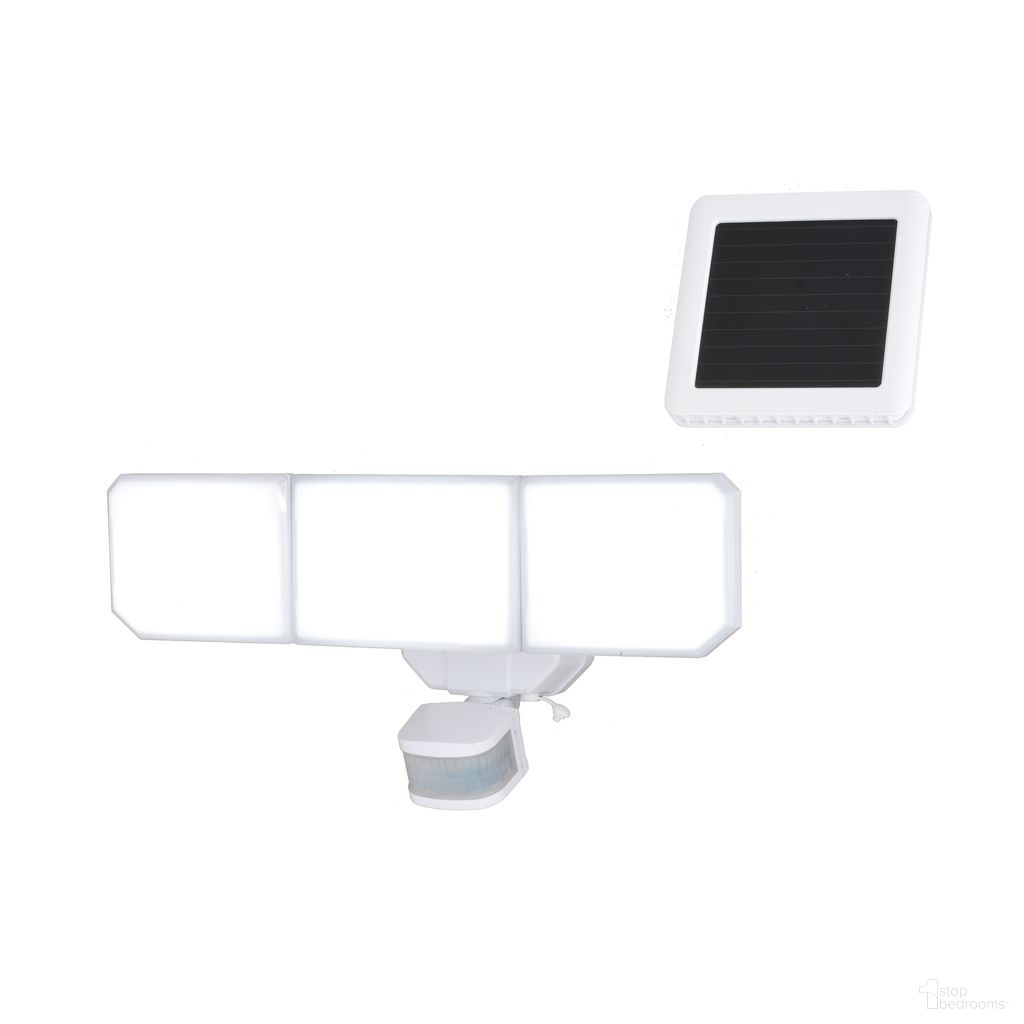 The appearance of 15.75 Inch 3 Light Solar LED Outdoor Motion Sensor Security Flood Light In White designed by Vaxcel in the transitional interior design. This white piece of furniture was selected by 1StopBedrooms from Outdoor Security Collection to add a touch of cosiness and style into your home. Sku: T0723. Material: Plastic.